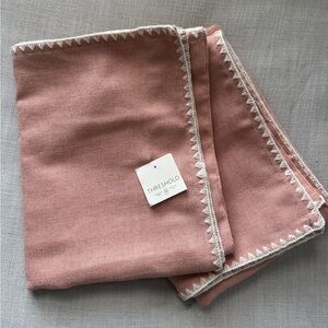 Threshold coral pink embroidered curtain panels 63 x 54